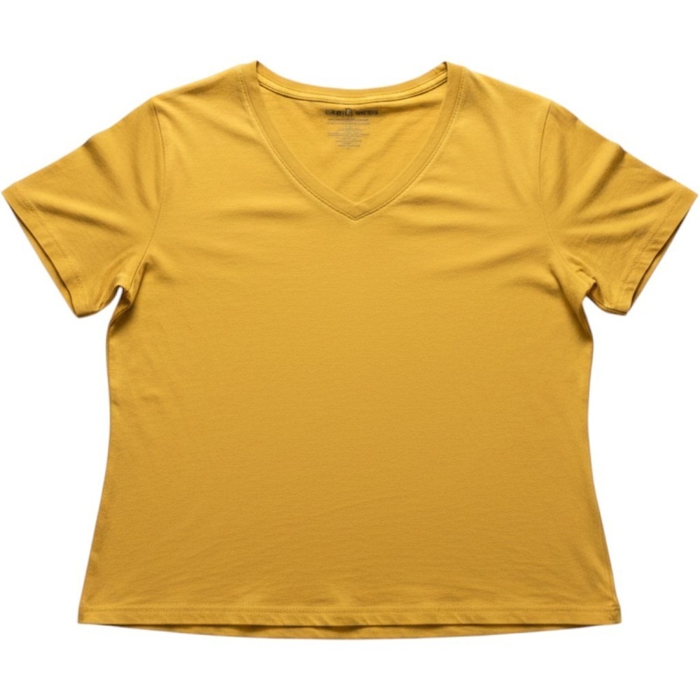 Coral Bay Shirt Womens Plus 2X Yellow V Neck Short Sleeve Solid Jersey Top
